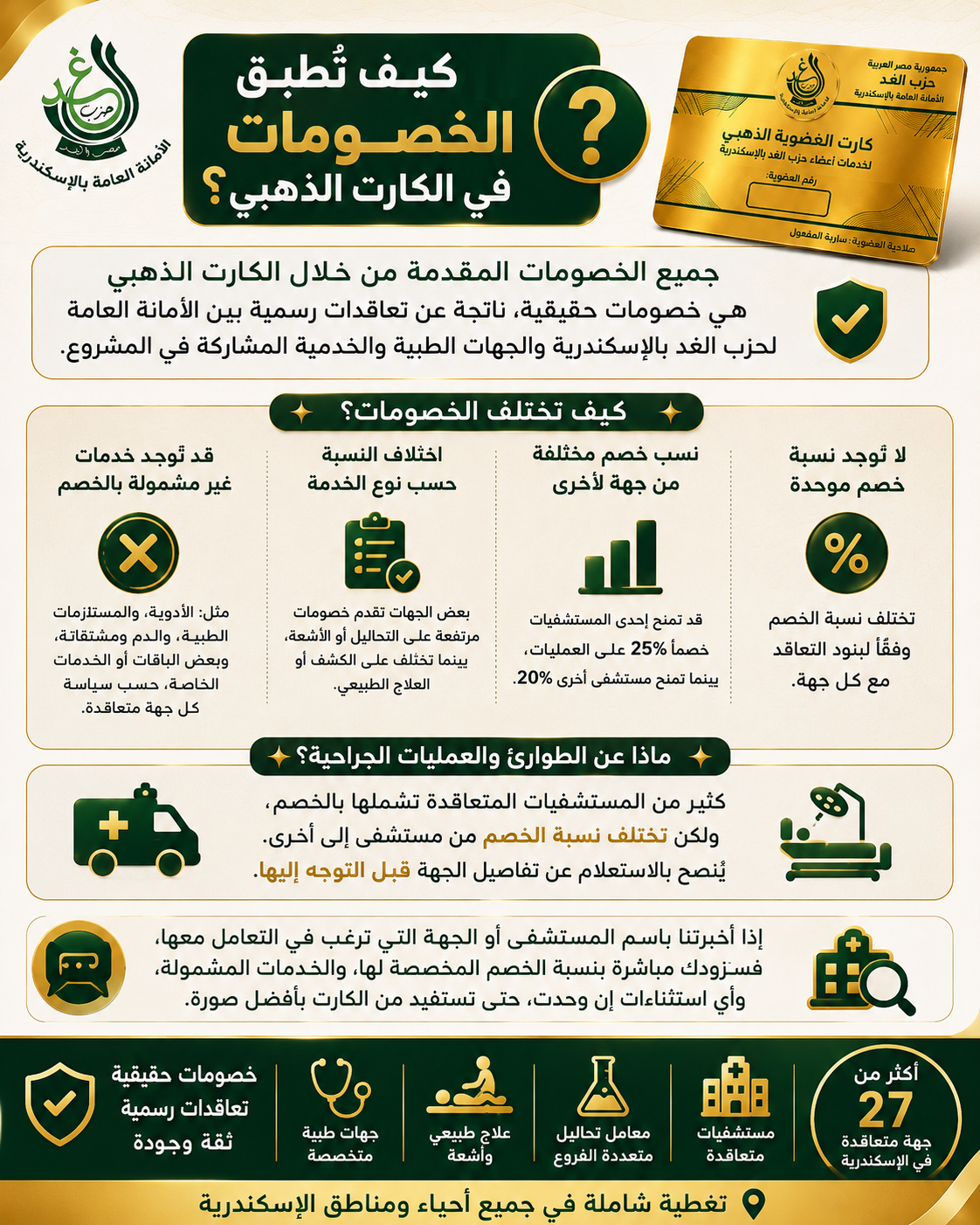 كيف نطبق الخصومات في الكارت الذهبي